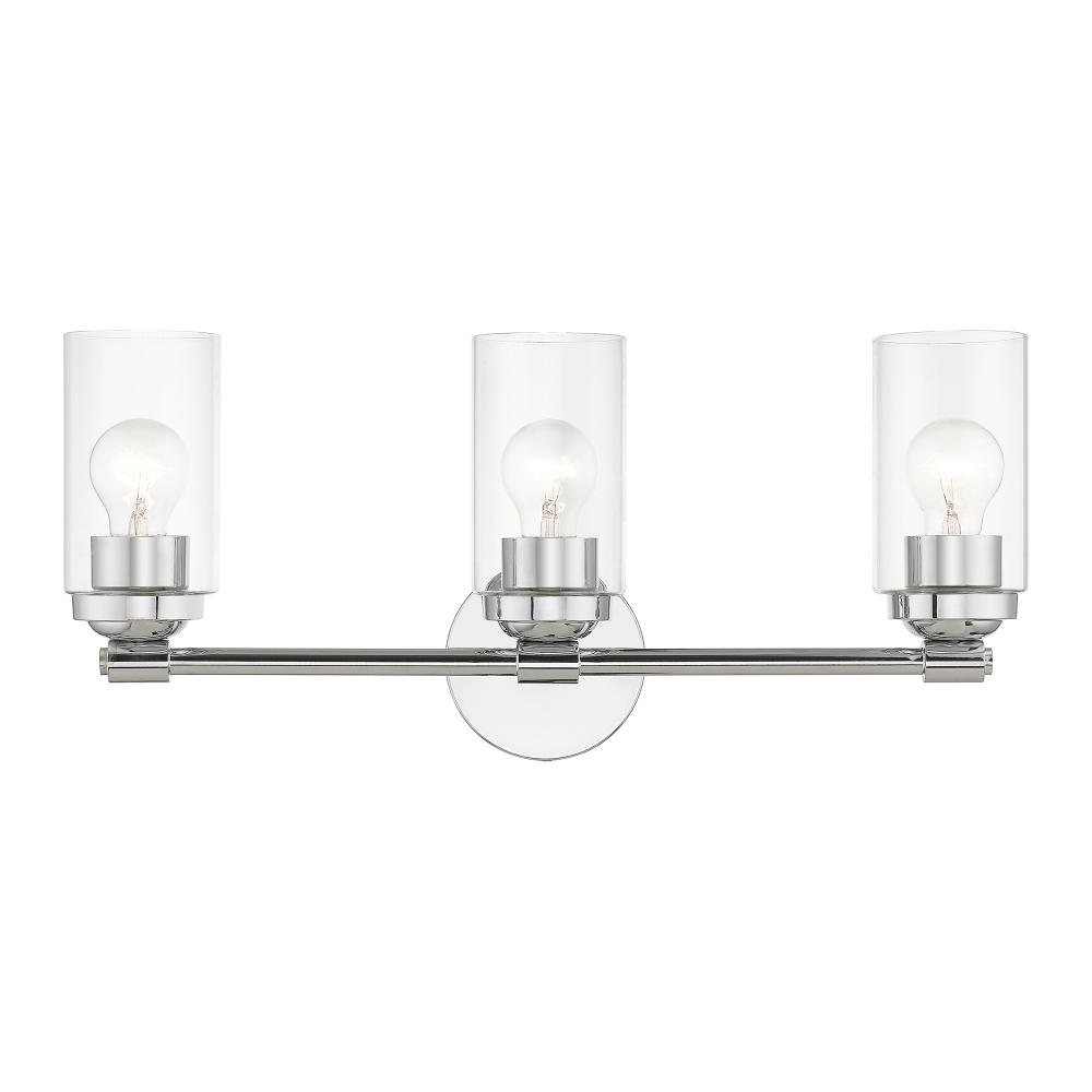 3 Light Polished Chrome Vanity Sconce