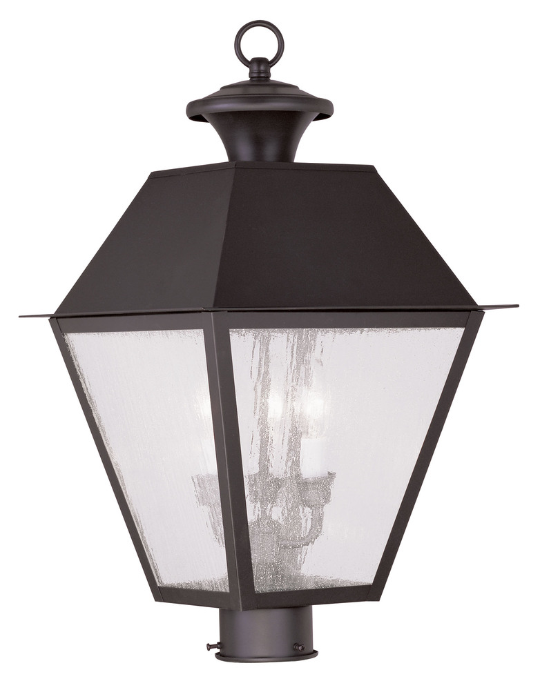 3 Light Bronze Outdoor Post Lantern