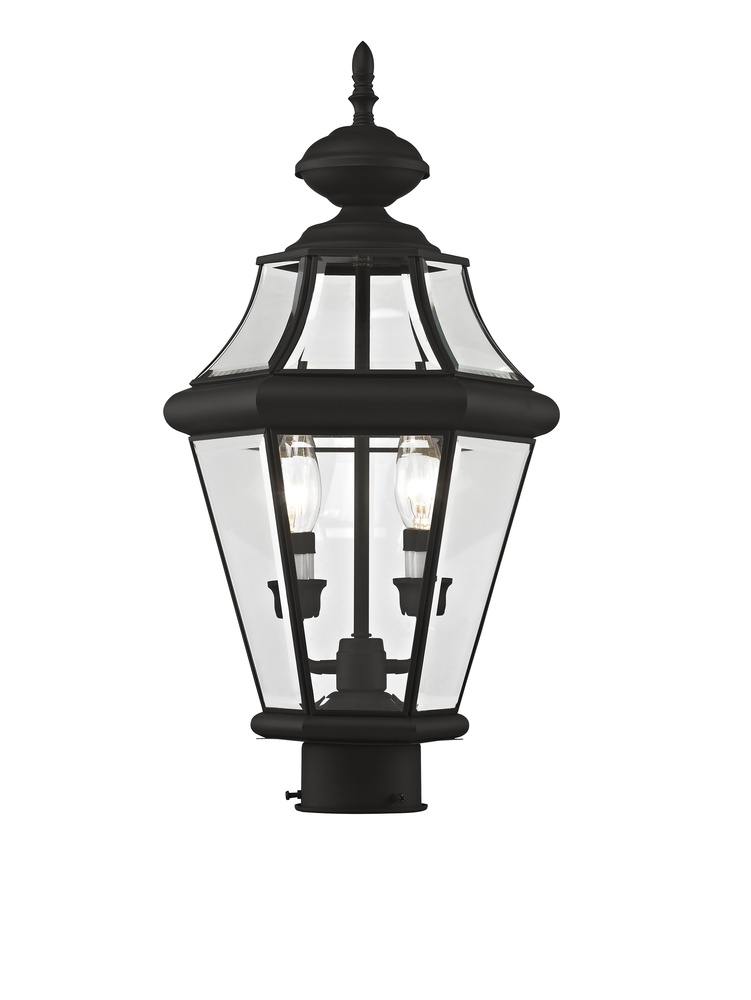 2 Light Black Outdoor Post Lantern