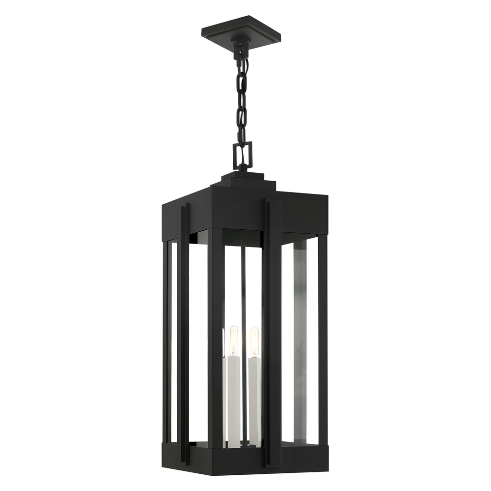 4 Lt Black Outdoor Pendant Lantern