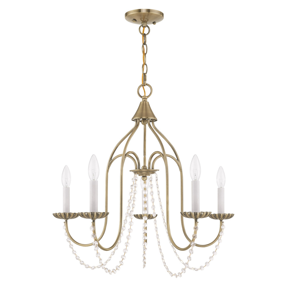 5 Lt Antique Brass Chandelier