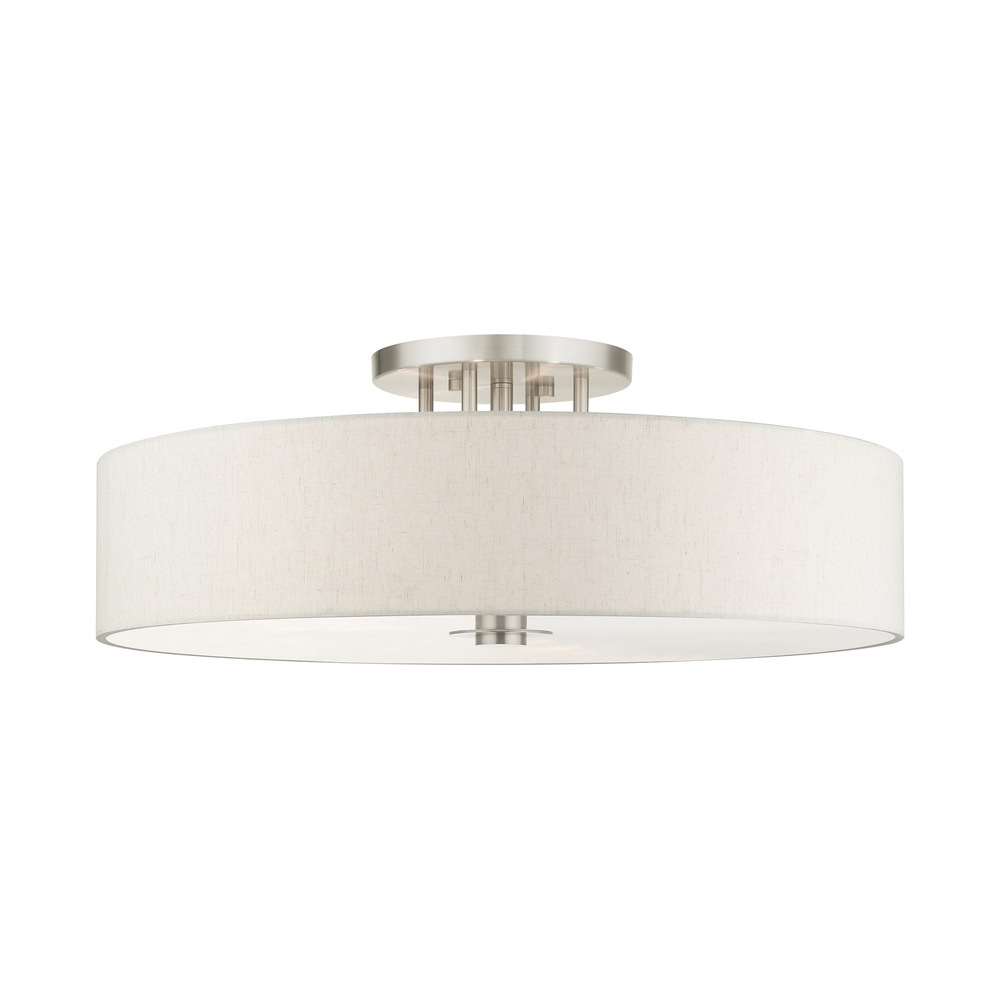 6 Lt Brushed Nickel Semi Flush