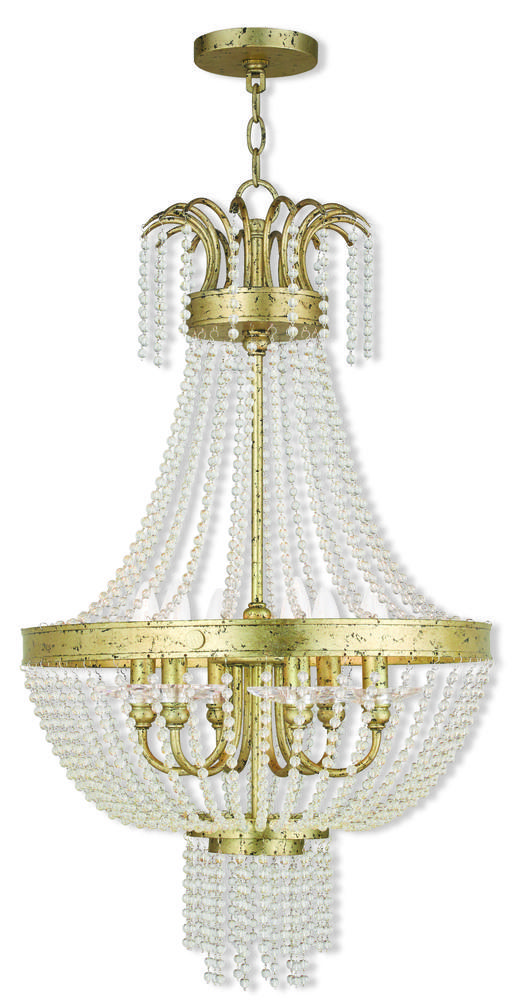 6 Light Winter Gold Pendant Chandelier