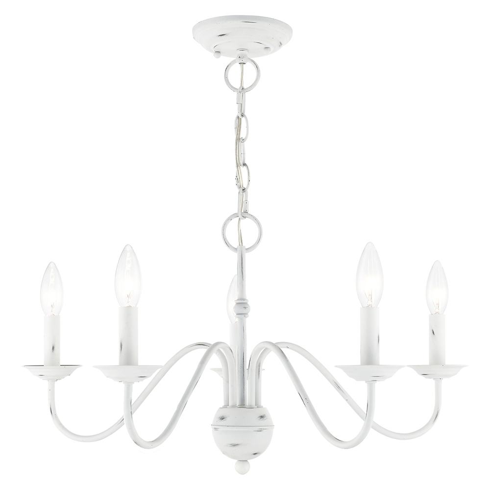 5 Lt Antique White Chandelier