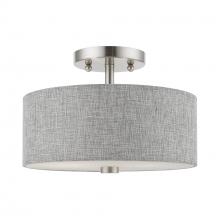 Livex Lighting 46741-91 - 2 Light Brushed Nickel with Shiny White Accents Semi-Flush