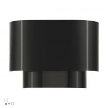 Livex Lighting 50299-68 - 1 Light Shiny Black ADA Sconce with Shiny Black Metal Shade with Shiny White Inside