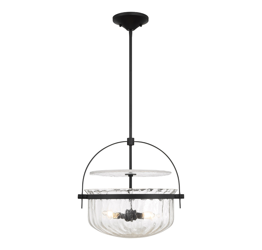 Denmar 4-Light Convertible Semi-Flush or Pendant in Matte Black