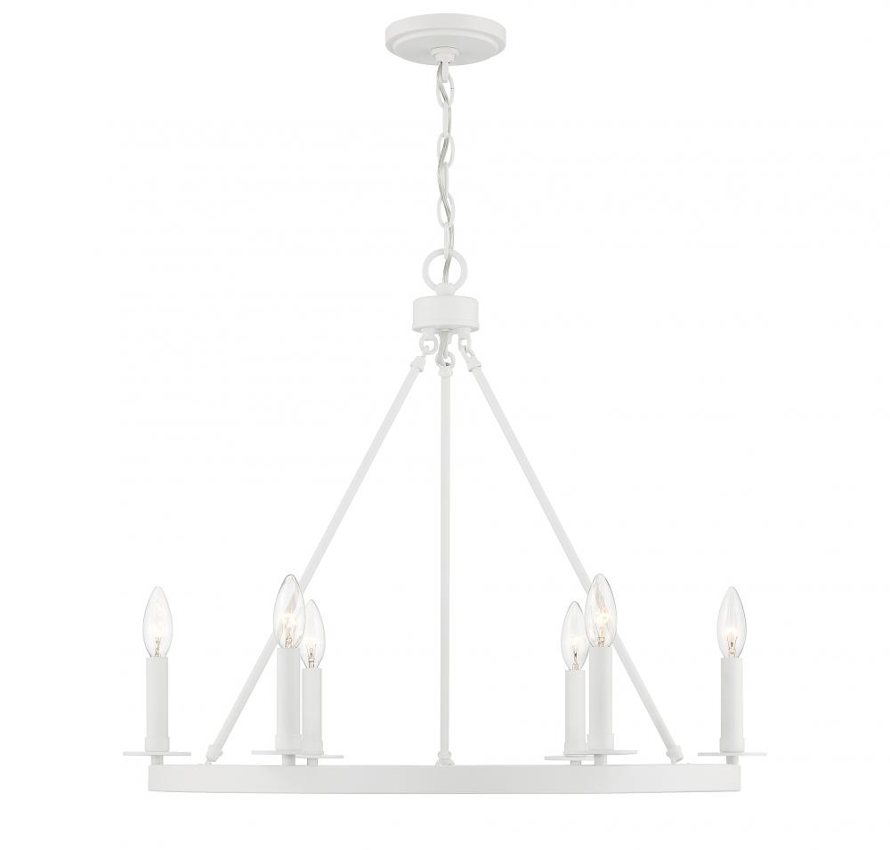 6-light Chandelier In Bisque White