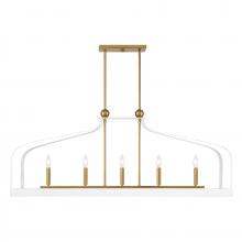 Savoy House 1-7804-5-142 - Sheffield 5-Light Linear Chandelier in White with Warm Brass Accents