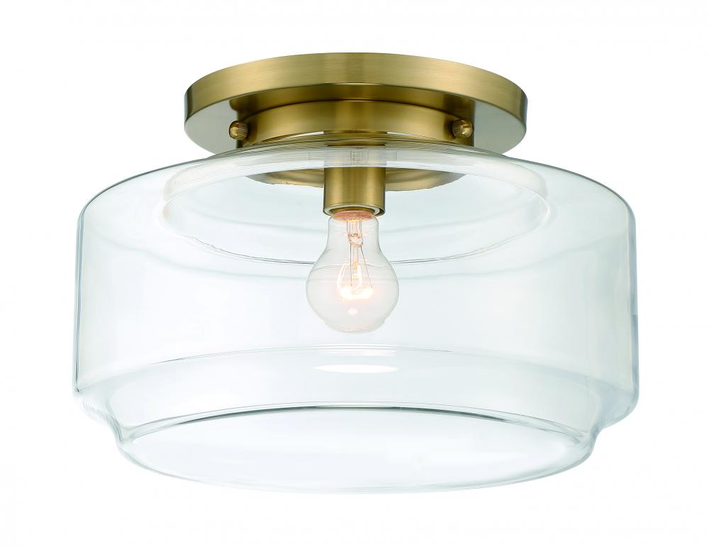 Peri 1 Light 14" Flushmount in Satin Brass