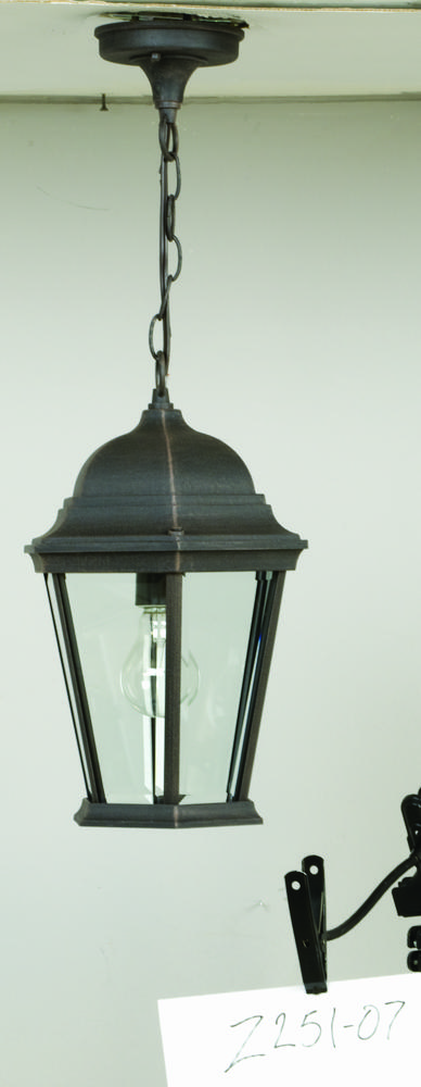 Straight Glass Cast 1 Light Outdoor Pendant in Rust