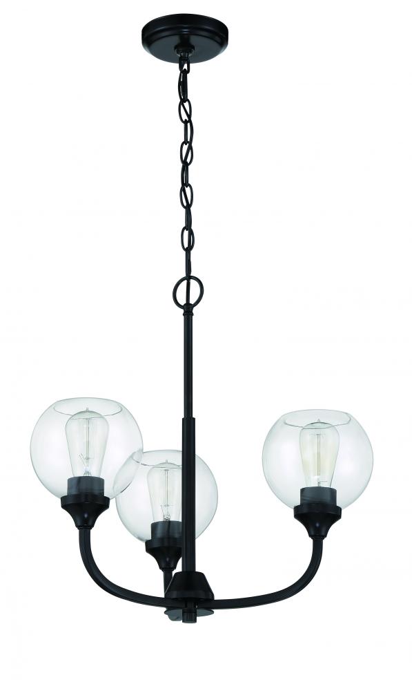 Glenda 3 Light Chandelier in Flat Black