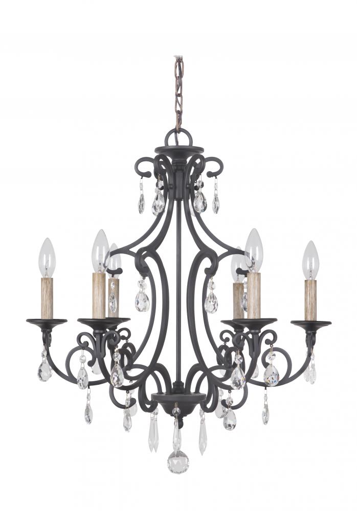 Bentley 6 Light Chandelier in Matte Black