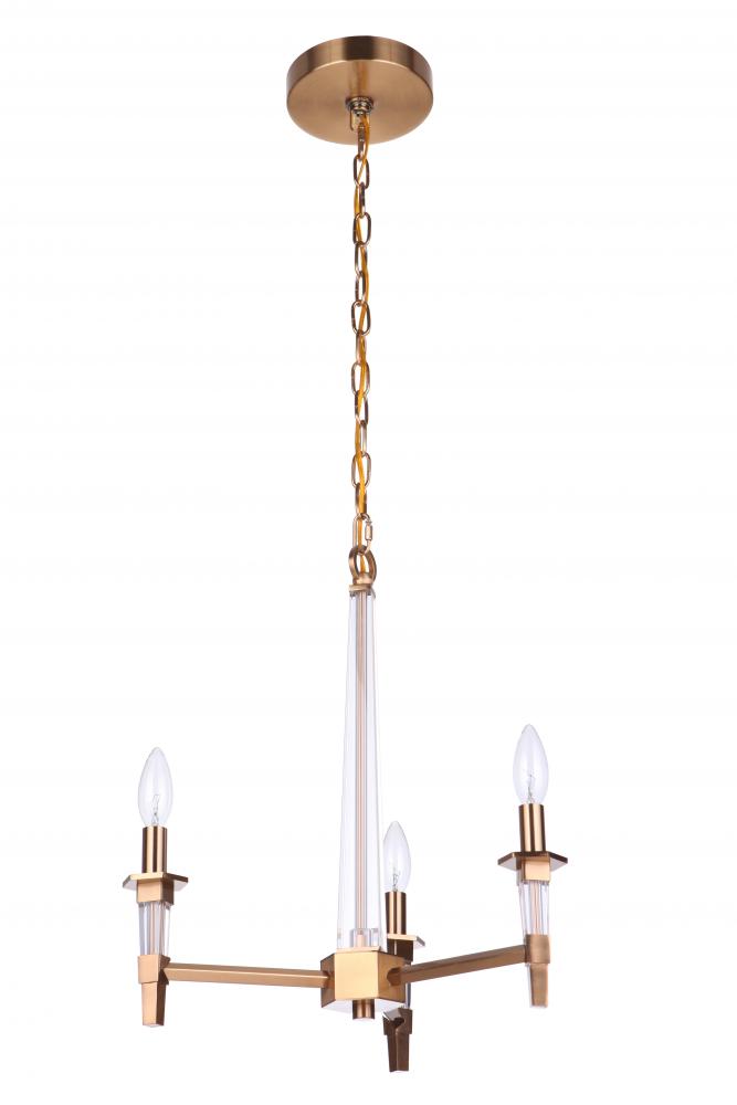 Tarryn 3 Light Chandelier in Satin Brass