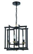 Craftmade 56934-FBSB - Avante Grand 4 Light Cage Foyer in Flat Black/Satin Brass