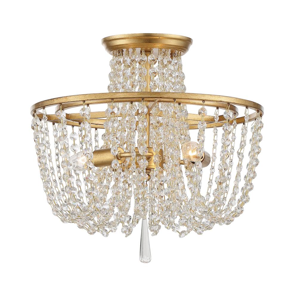 Arcadia 3 Light Antique Gold Semi Flush Mount