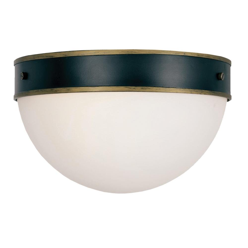 Brian Patrick Flynn Capsule 2 Light Matte Black + Textured Gold Outdoor Flush Mount