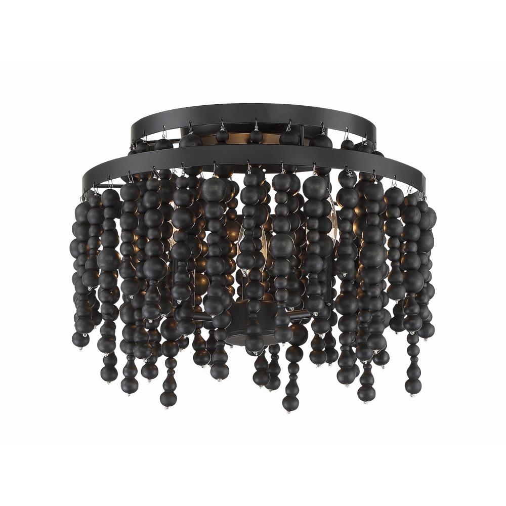 Poppy 3 Light Matte Black Semi Flush Mount