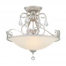 Crystorama 5010-OS-CL-MWP - Ashton 3 Light Hand Cut Crystal Olde Silver Semi Flush Mount