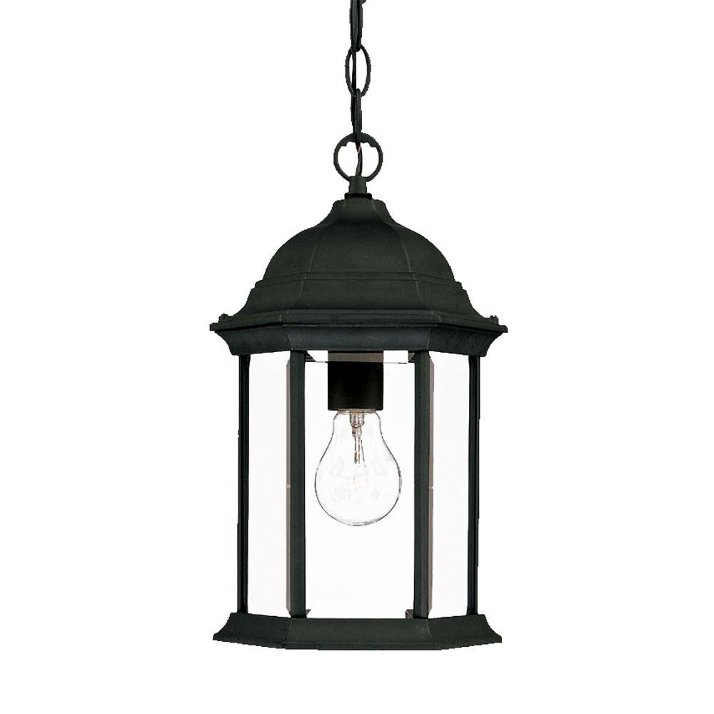 Madison Collection Hanging Lantern 1-Light Outdoor Matte Black Light Fixture