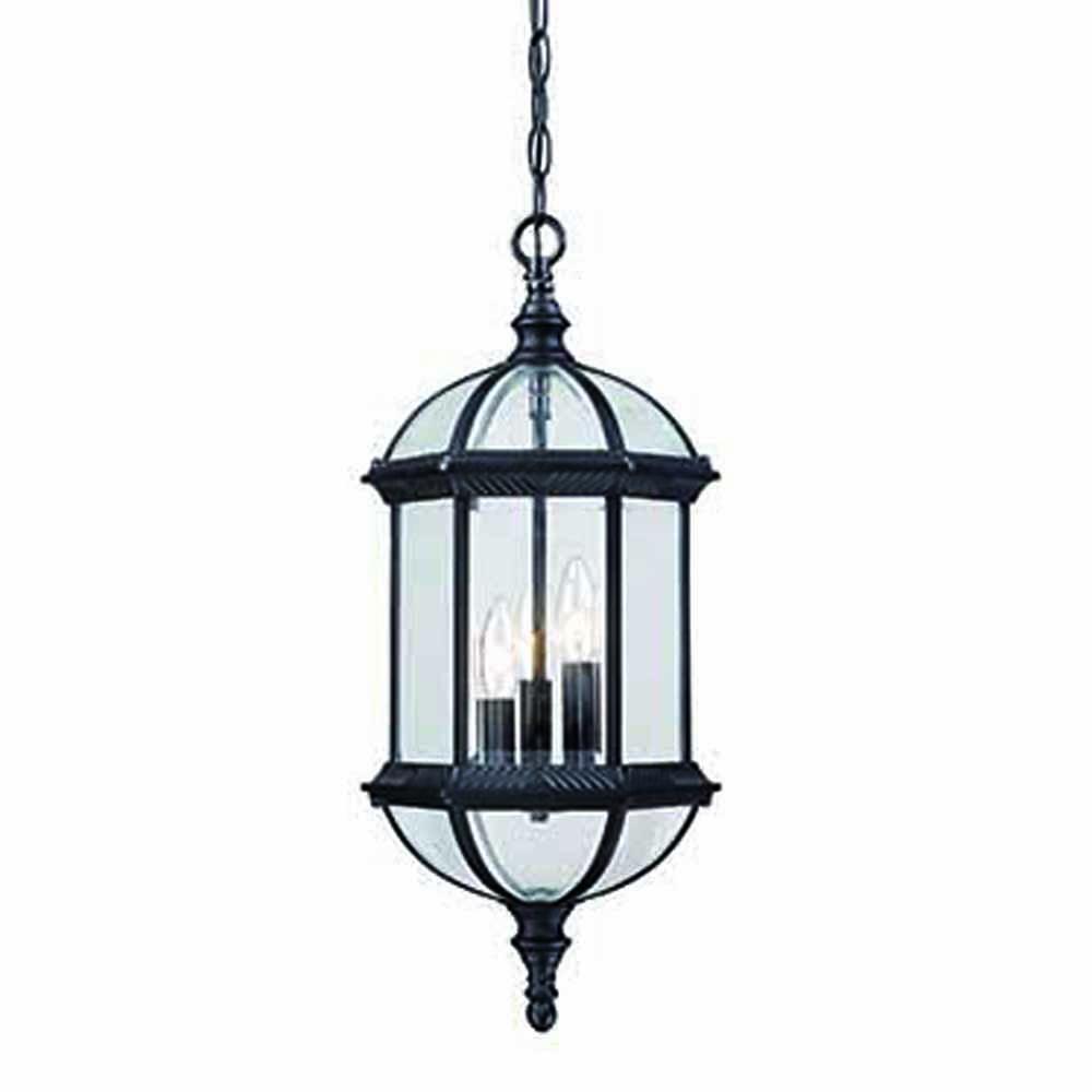 Dover Collection Hanging Lantern 3-Light Outdoor Matte Black Light Fixture