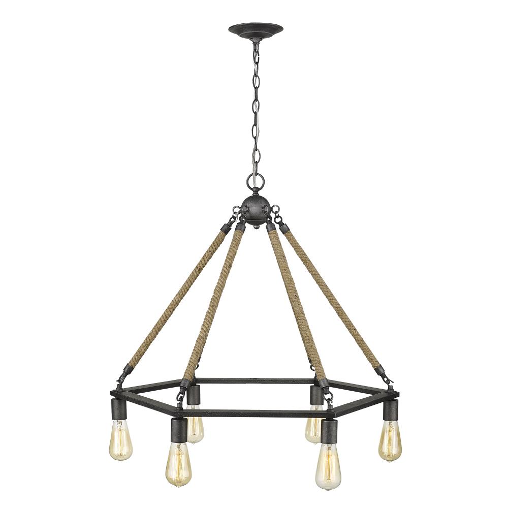 Holden 6-Light Antique Gray Wagon Wheel Chandelier