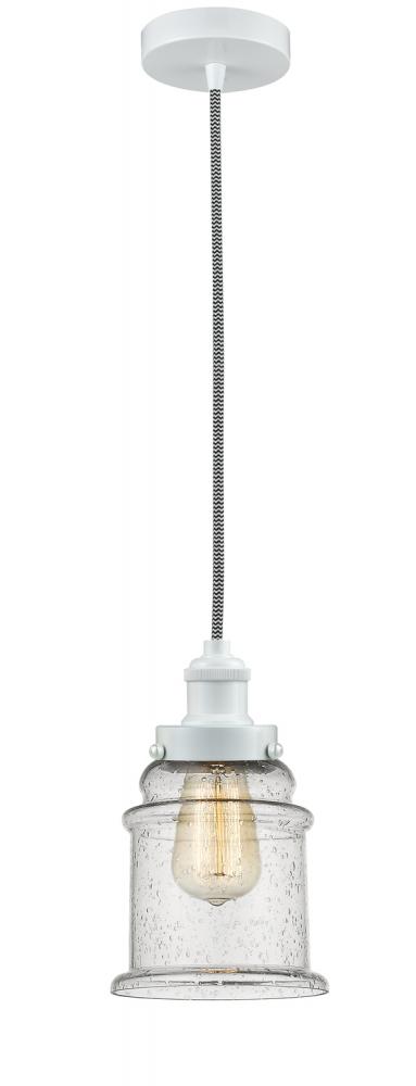 Edison - 1 Light - 8 inch - White - Cord hung - Mini Pendant