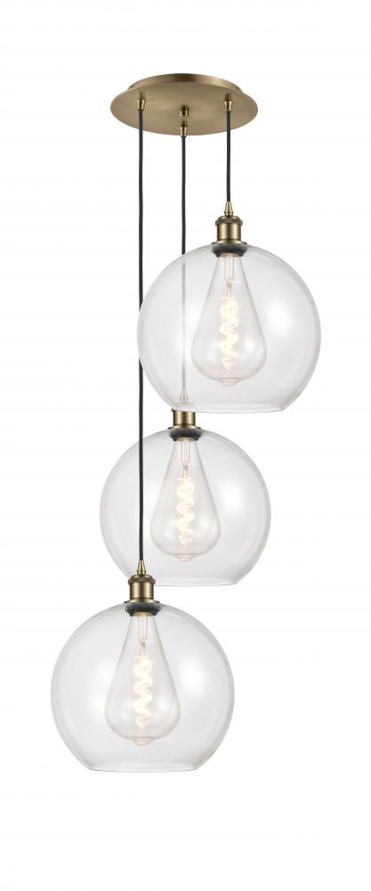 Athens - 3 Light - 18 inch - Antique Brass - Cord Hung - Multi Pendant