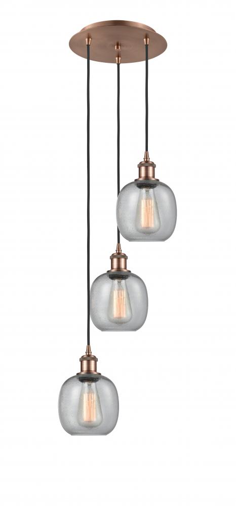 Belfast - 3 Light - 13 inch - Antique Copper - Cord Hung - Multi Pendant