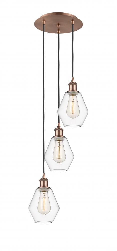 Cindyrella - 3 Light - 13 inch - Antique Copper - Cord Hung - Multi Pendant