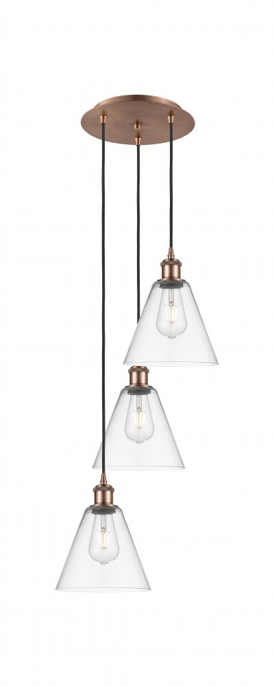 Berkshire - 3 Light - 15 inch - Antique Copper - Cord Hung - Multi Pendant