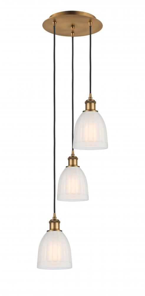 Brookfield - 3 Light - 12 inch - Brushed Brass - Cord Hung - Multi Pendant