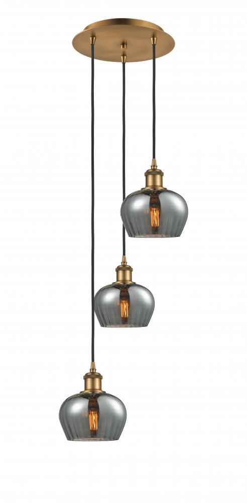 Fenton - 3 Light - 13 inch - Brushed Brass - Cord Hung - Multi Pendant