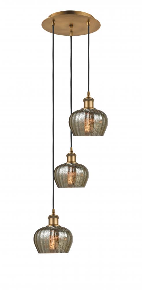 Fenton - 3 Light - 13 inch - Brushed Brass - Cord Hung - Multi Pendant