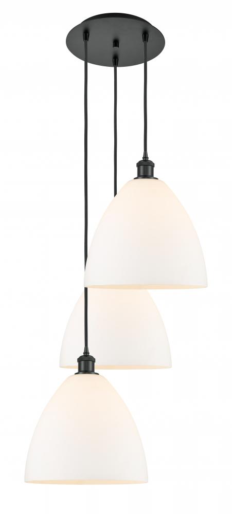 Bristol - 3 Light - 19 inch - Matte Black - Cord Hung - Multi Pendant