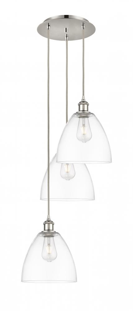 Bristol - 3 Light - 16 inch - Polished Nickel - Cord Hung - Multi Pendant