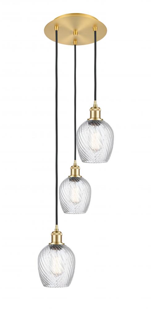 Salina - 3 Light - 12 inch - Satin Gold - Cord Hung - Multi Pendant