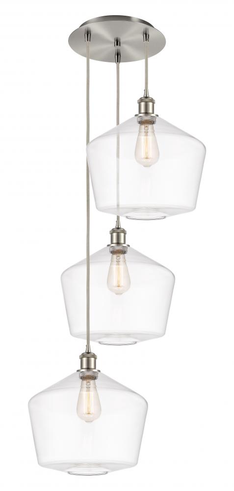 Cindyrella - 3 Light - 19 inch - Brushed Satin Nickel - Cord Hung - Multi Pendant