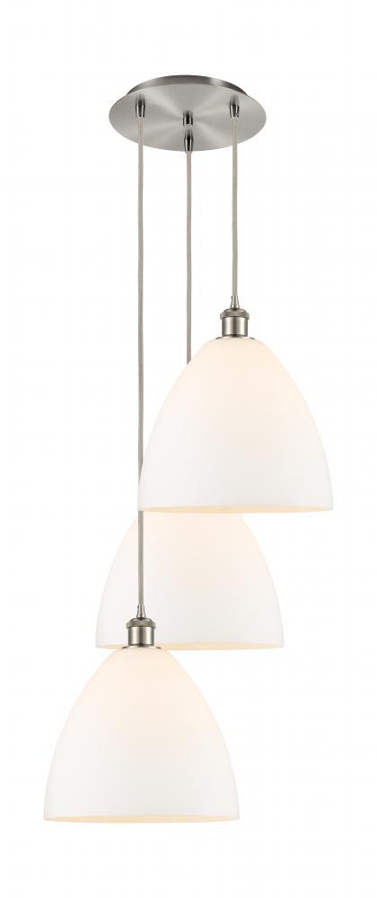 Bristol - 3 Light - 19 inch - Brushed Satin Nickel - Cord Hung - Multi Pendant