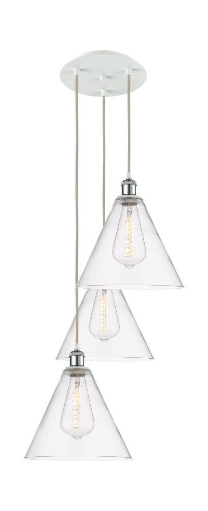 Berkshire - 3 Light - 19 inch - White Polished Chrome - Cord Hung - Multi Pendant