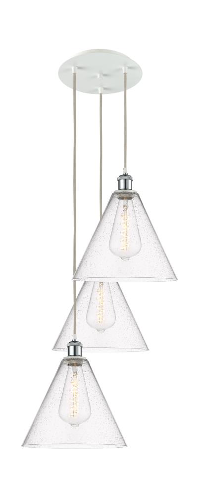 Berkshire - 3 Light - 19 inch - White Polished Chrome - Cord Hung - Multi Pendant