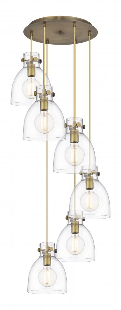 Newton Bell - 6 Light - 19 inch - Brushed Brass - Multi Pendant