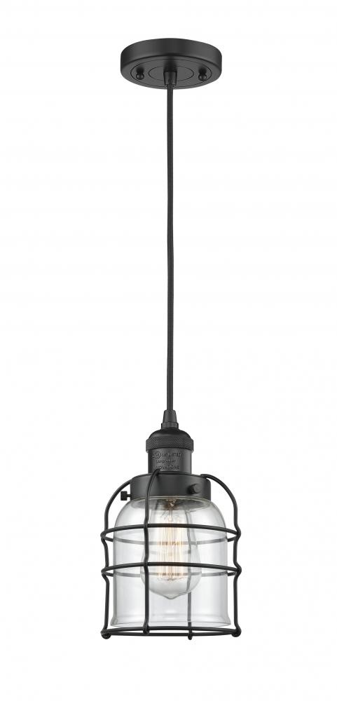 Bell Cage - 1 Light - 6 inch - Matte Black - Cord hung - Mini Pendant