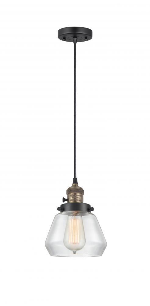 Fulton - 1 Light - 7 inch - Black Antique Brass - Cord hung - Mini Pendant