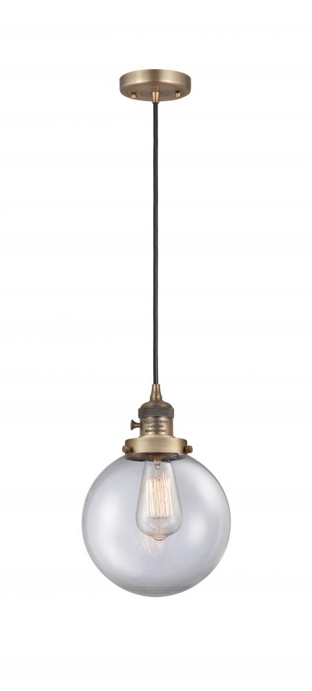 Beacon - 1 Light - 8 inch - Brushed Brass - Cord hung - Mini Pendant