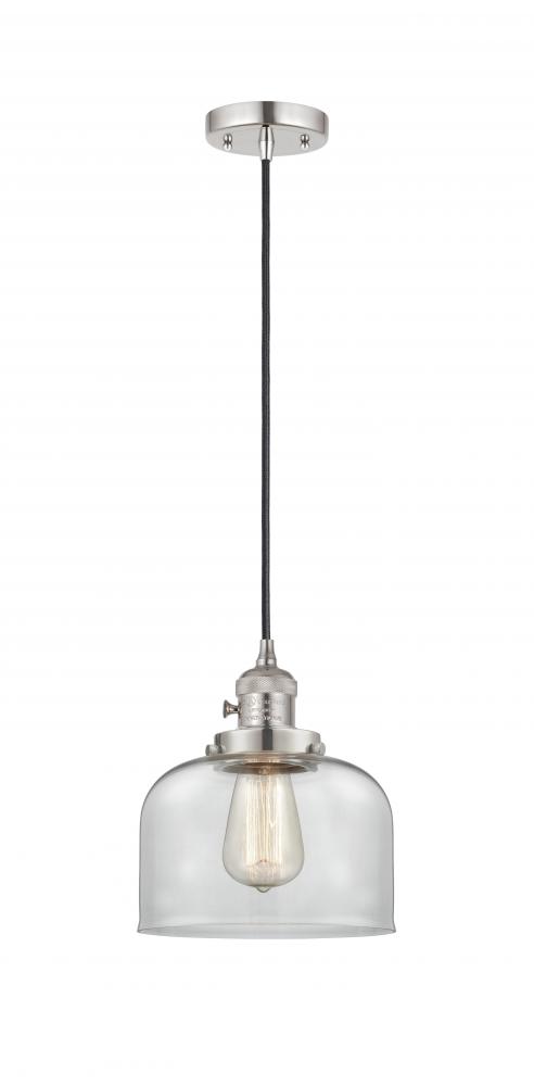 Bell - 1 Light - 8 inch - Polished Nickel - Cord hung - Mini Pendant