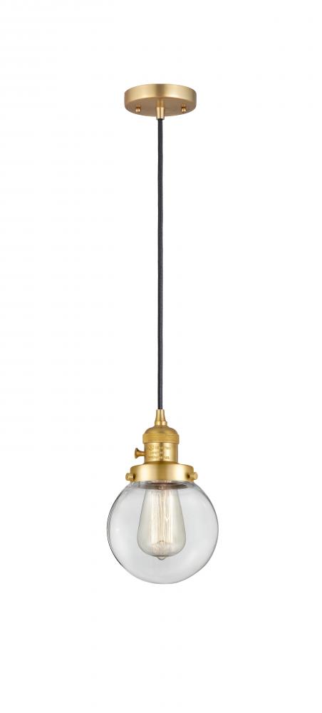 Beacon - 1 Light - 6 inch - Satin Gold - Cord hung - Mini Pendant