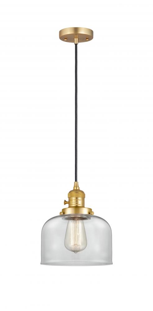 Bell - 1 Light - 8 inch - Satin Gold - Cord hung - Mini Pendant