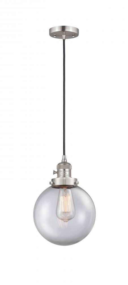 Beacon - 1 Light - 8 inch - Brushed Satin Nickel - Cord hung - Mini Pendant