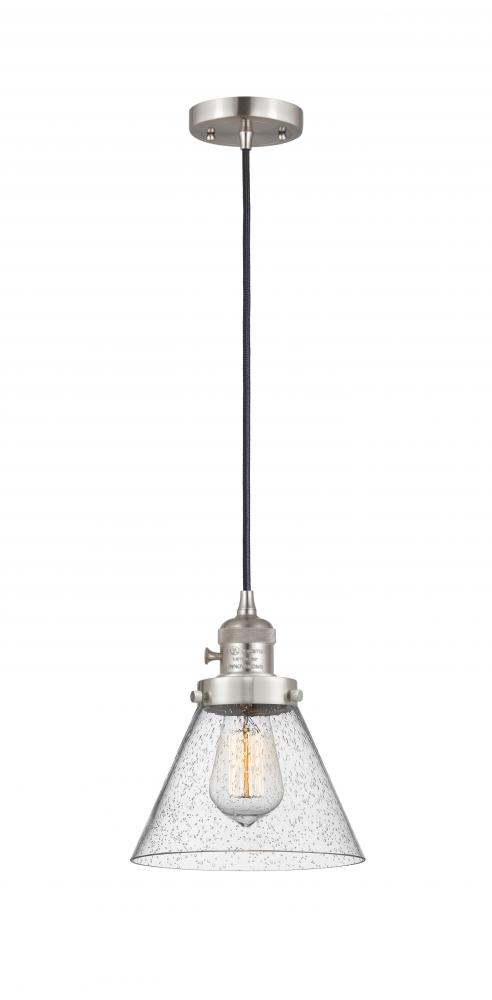 Cone - 1 Light - 8 inch - Brushed Satin Nickel - Cord hung - Mini Pendant